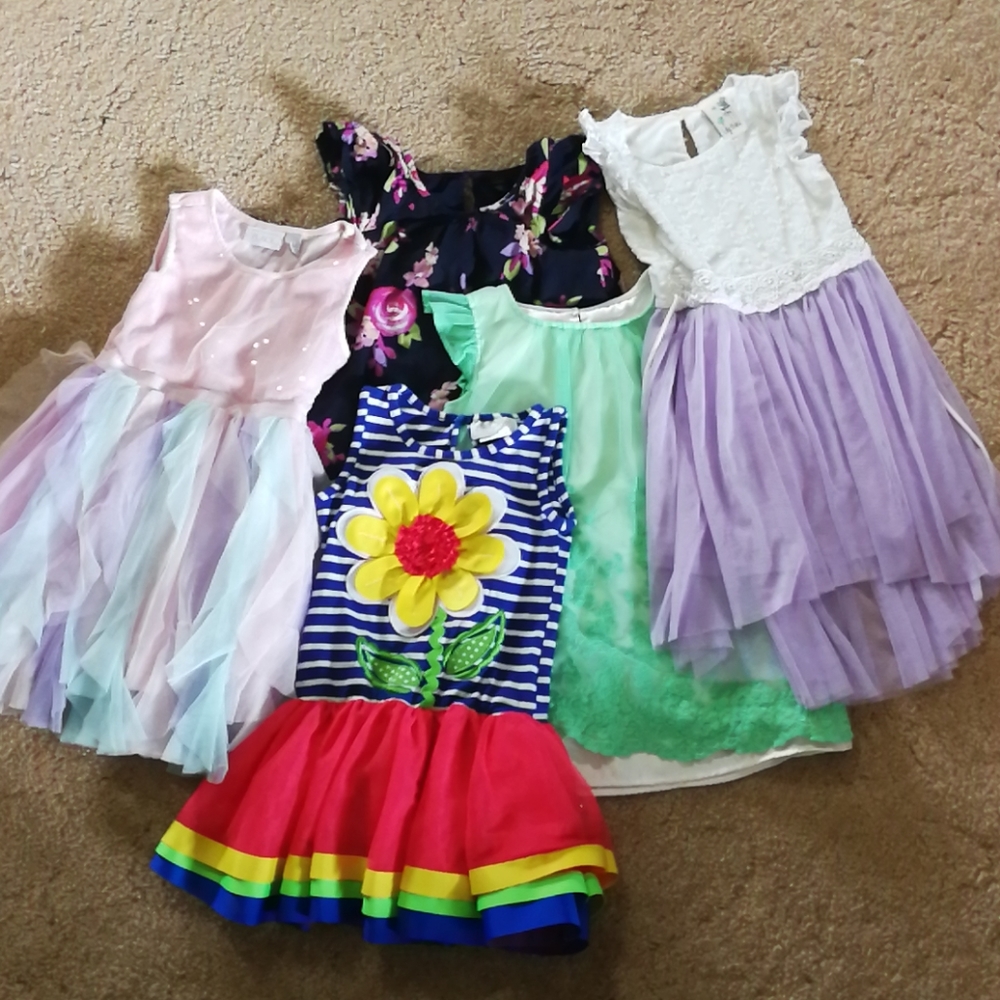 Bundle of 7 spring Easter dresses one with flaws